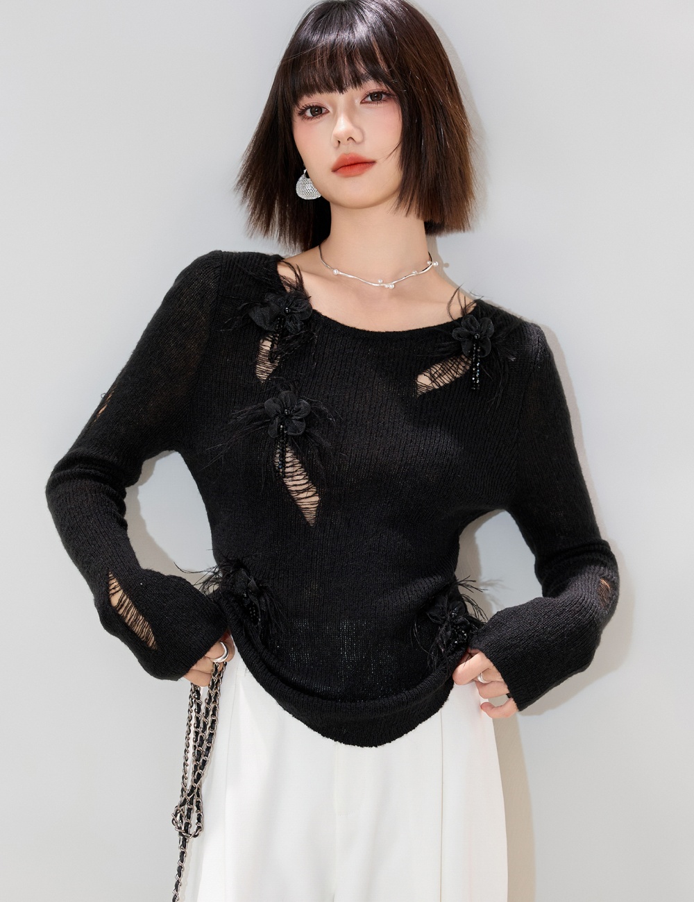 Temperament inside the ride tops slim sweater for women