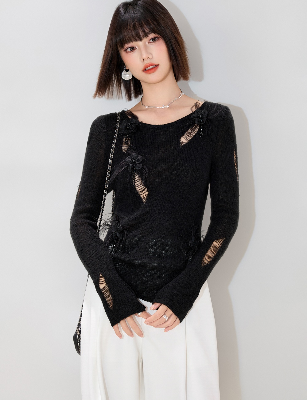 Temperament inside the ride tops slim sweater for women