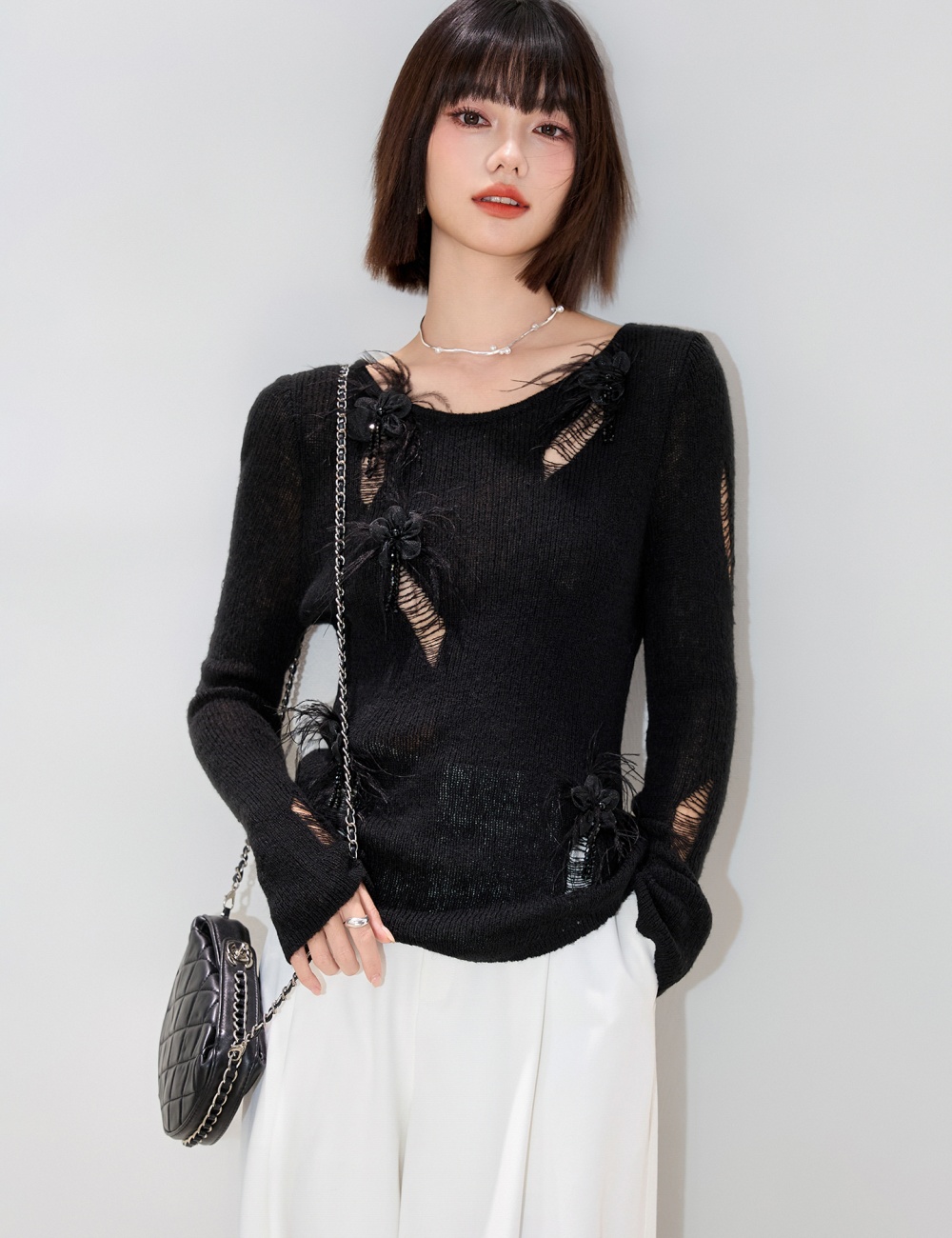 Temperament inside the ride tops slim sweater for women