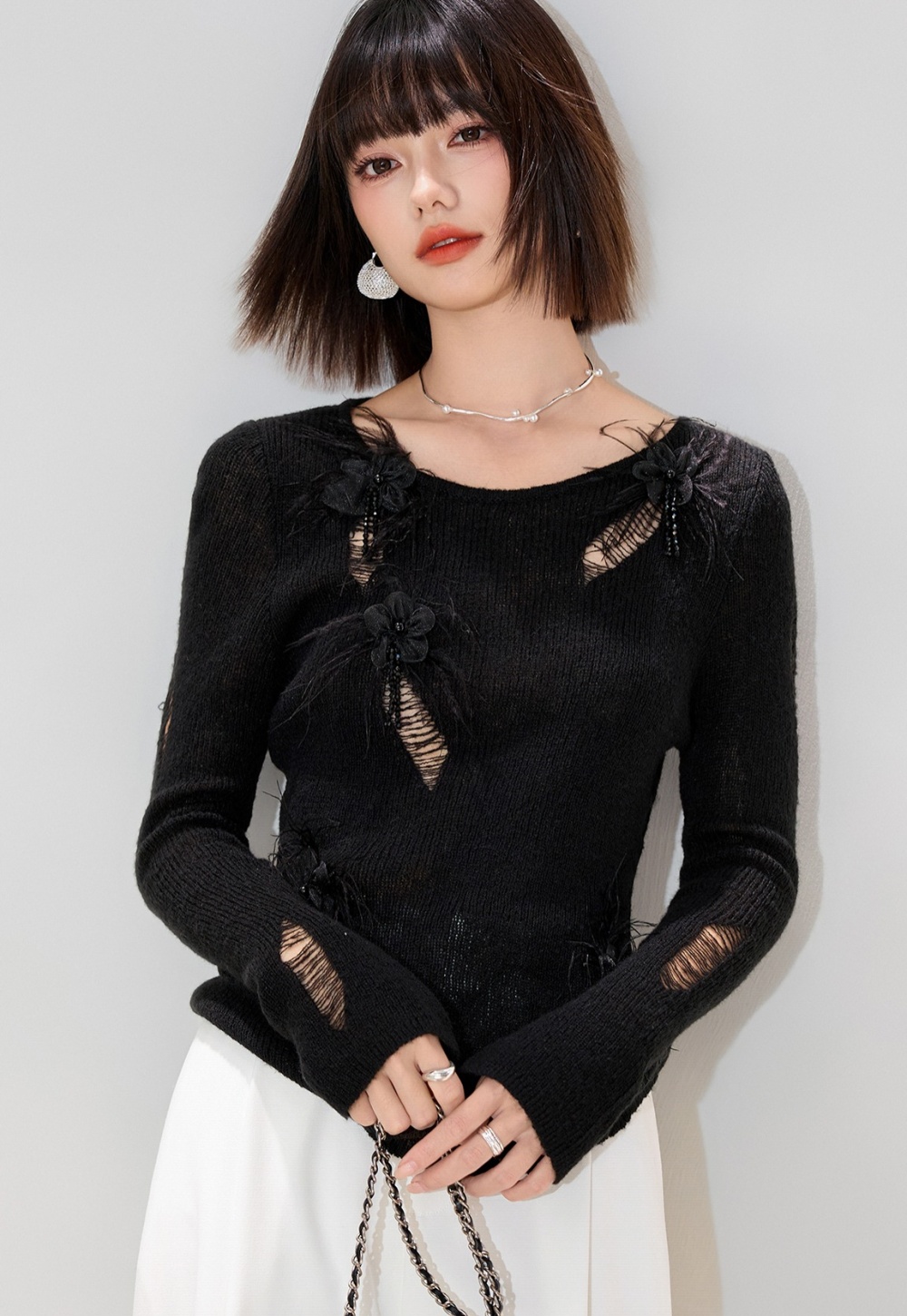 Temperament inside the ride tops slim sweater for women