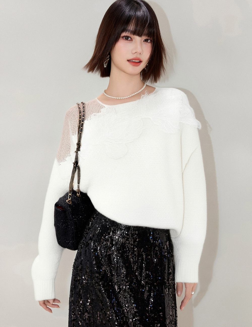 Casual flowers tops long sleeve sweater for women