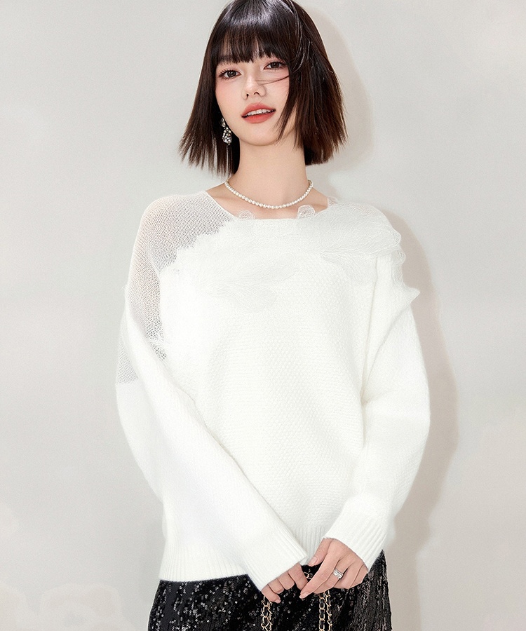 Casual flowers tops long sleeve sweater for women