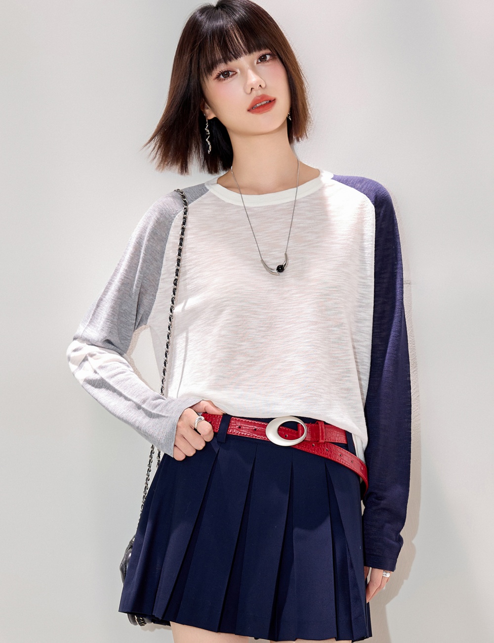 Splice niche sweater mixed colors retro tops