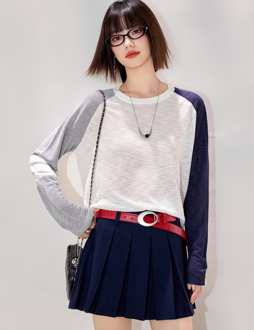 Splice niche sweater mixed colors retro tops