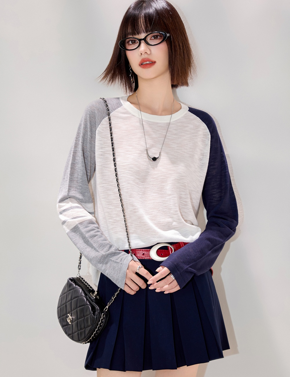 Splice niche sweater mixed colors retro tops