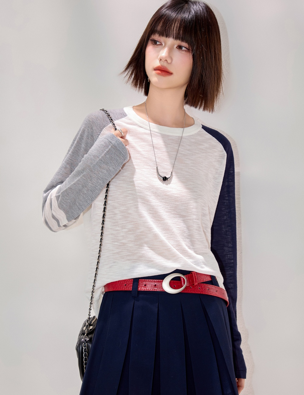 Splice niche sweater mixed colors retro tops