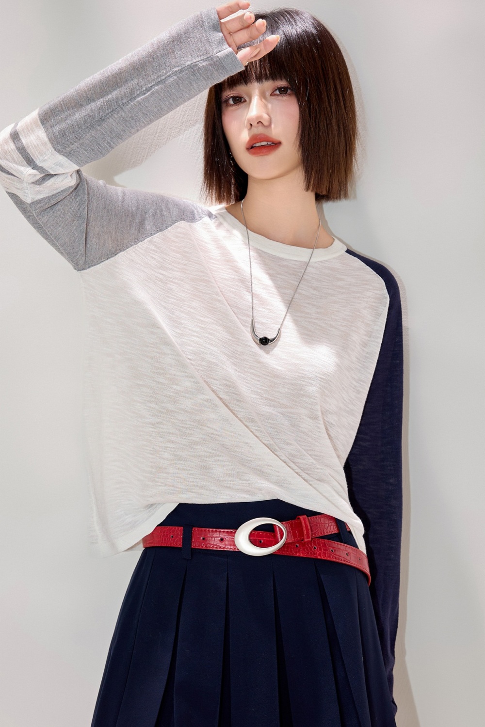 Splice niche sweater mixed colors retro tops