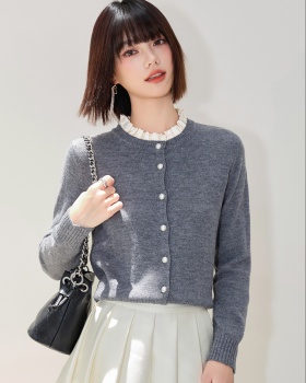 Splice ornament cardigan pearl autumn and winter coat