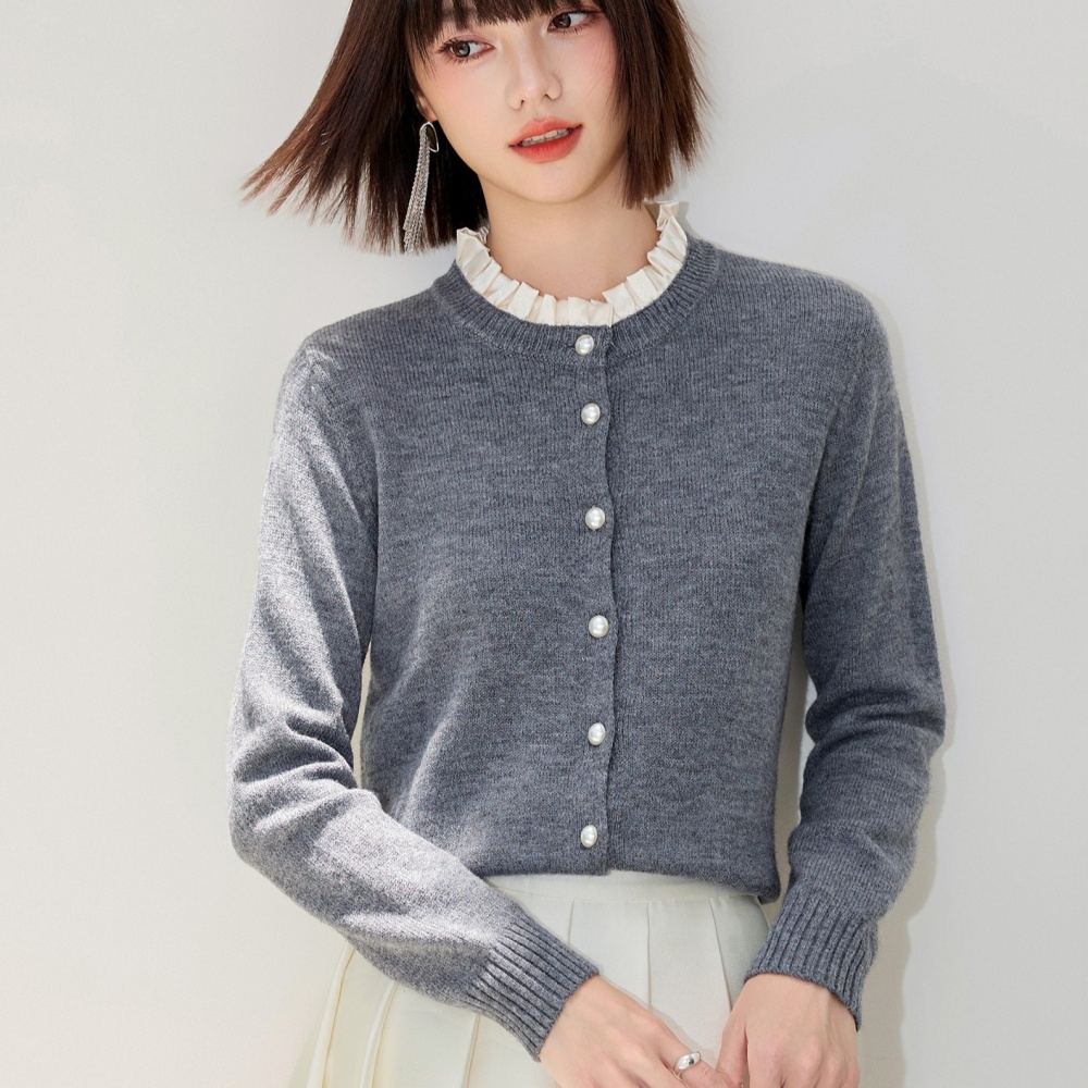 Splice ornament cardigan pearl autumn and winter coat
