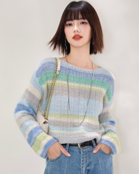 Lazy loose mixed color sweater