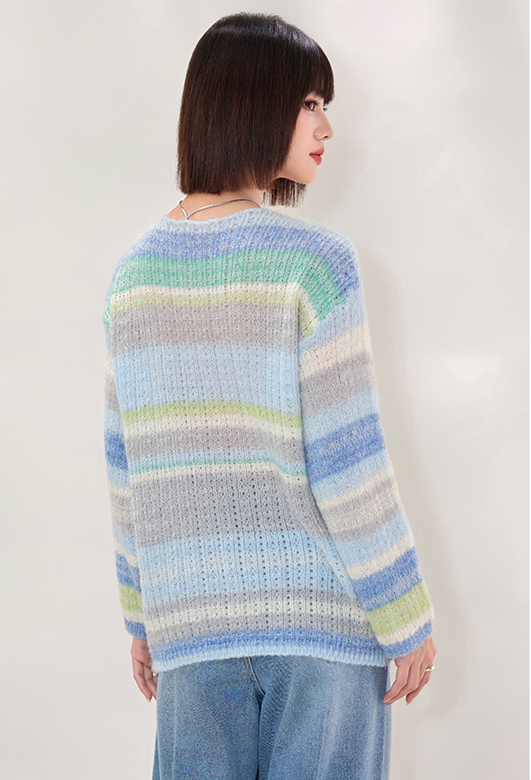 Lazy loose mixed color sweater