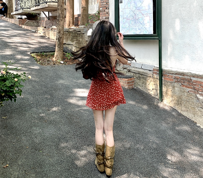 Summer was white dress halter floral small shirt