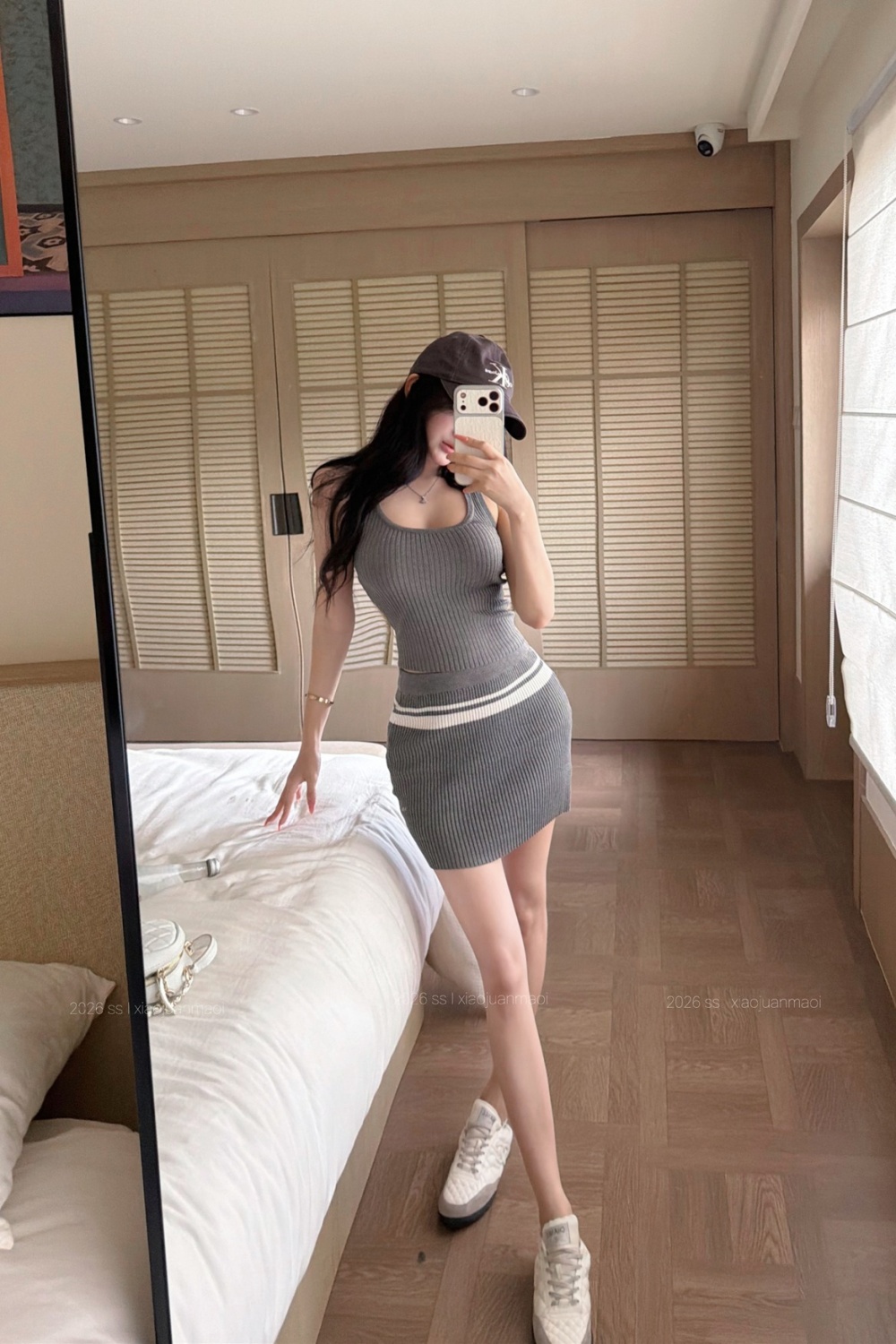 Summer knitted skirt package hip vest 2pcs set for women