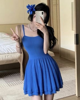 Splice knitwear high elastic sling show high dress for women