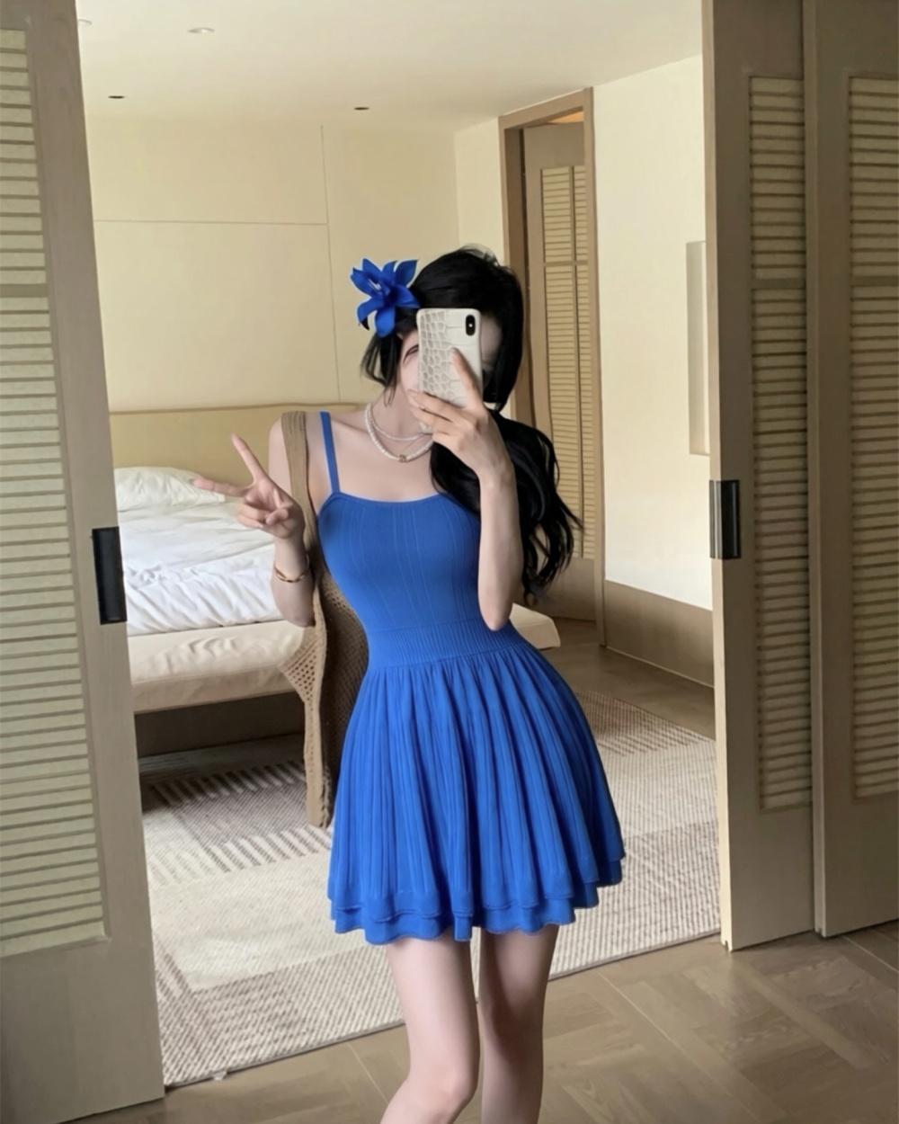 Splice knitwear high elastic sling show high dress for women