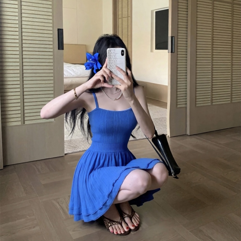 Splice knitwear high elastic sling show high dress for women