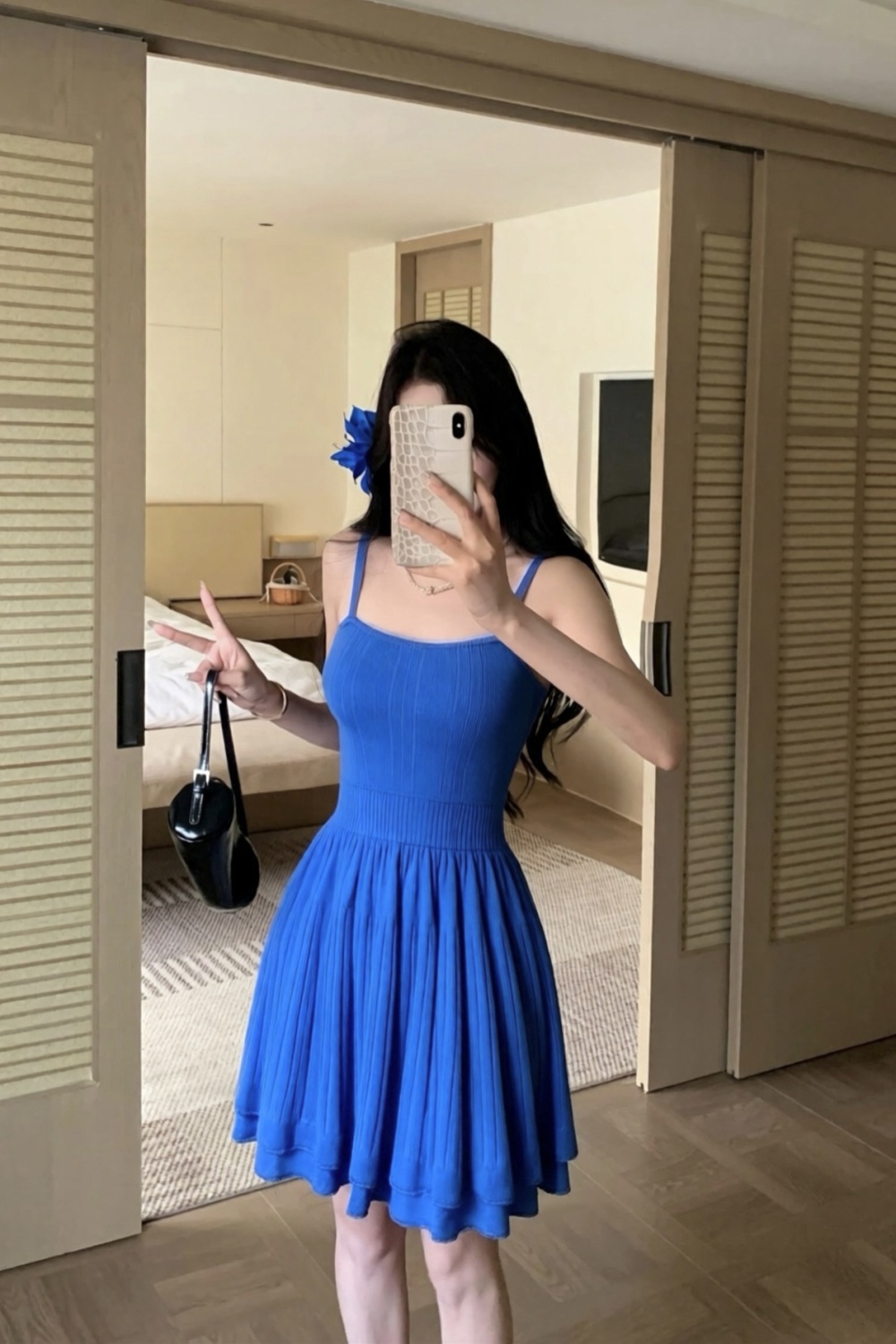 Splice knitwear high elastic sling show high dress for women