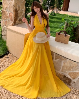 Sexy party long dress halter formal dress