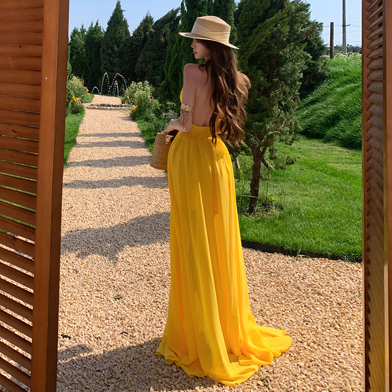 Sexy party long dress halter formal dress