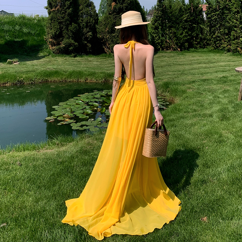 Sexy party long dress halter formal dress