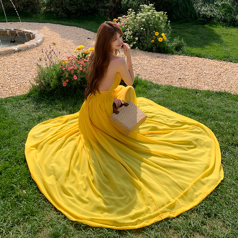 Sexy party long dress halter formal dress