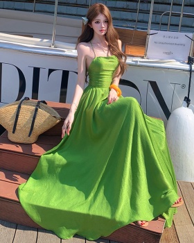 Sexy pinched waist long dress slim summer dress for women