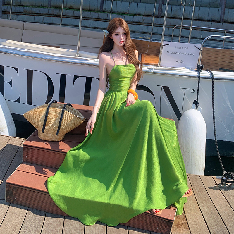 Sexy pinched waist long dress slim summer dress for women