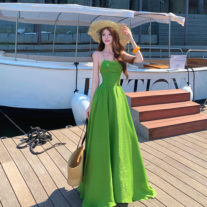Sexy pinched waist long dress slim summer dress for women