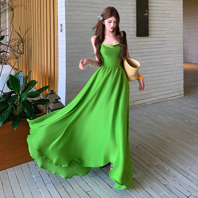 Sexy pinched waist long dress slim summer dress for women