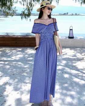 Slim embroidered dress summer long dress for women