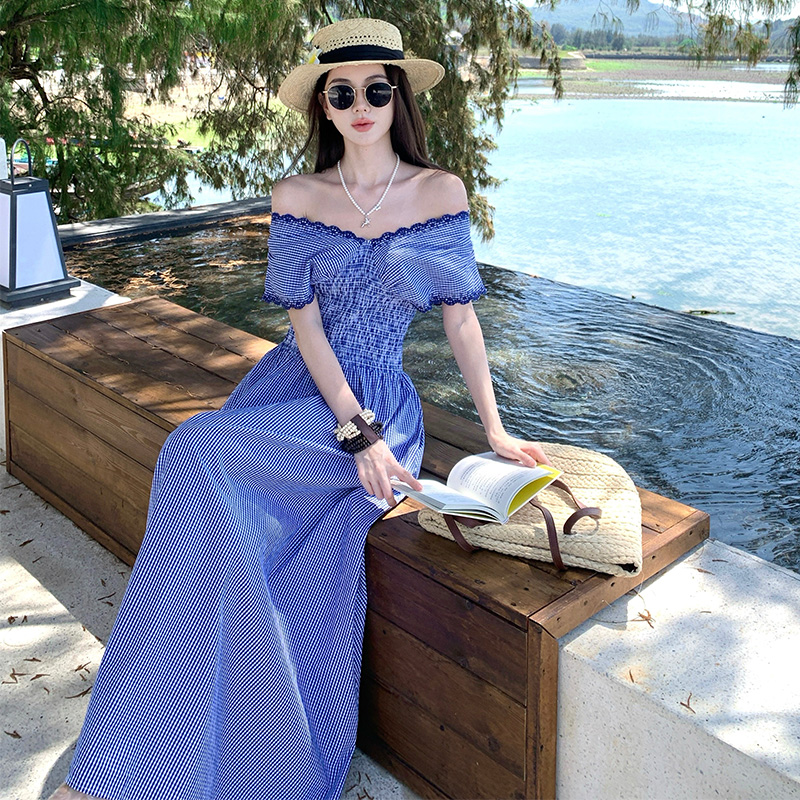 Slim embroidered dress summer long dress for women