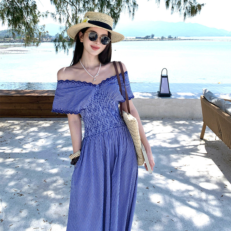 Slim embroidered dress summer long dress for women