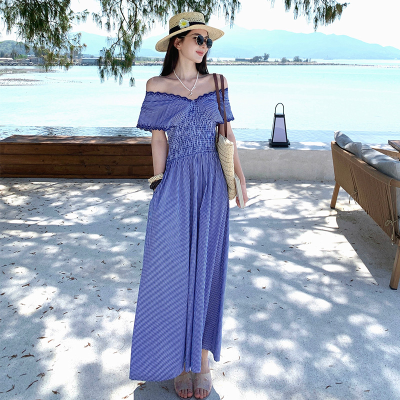 Slim embroidered dress summer long dress for women