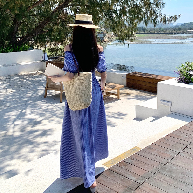 Slim embroidered dress summer long dress for women