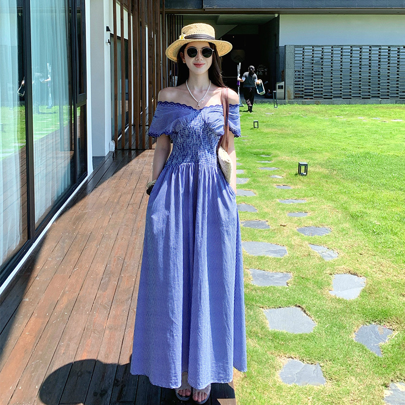 Slim embroidered dress summer long dress for women