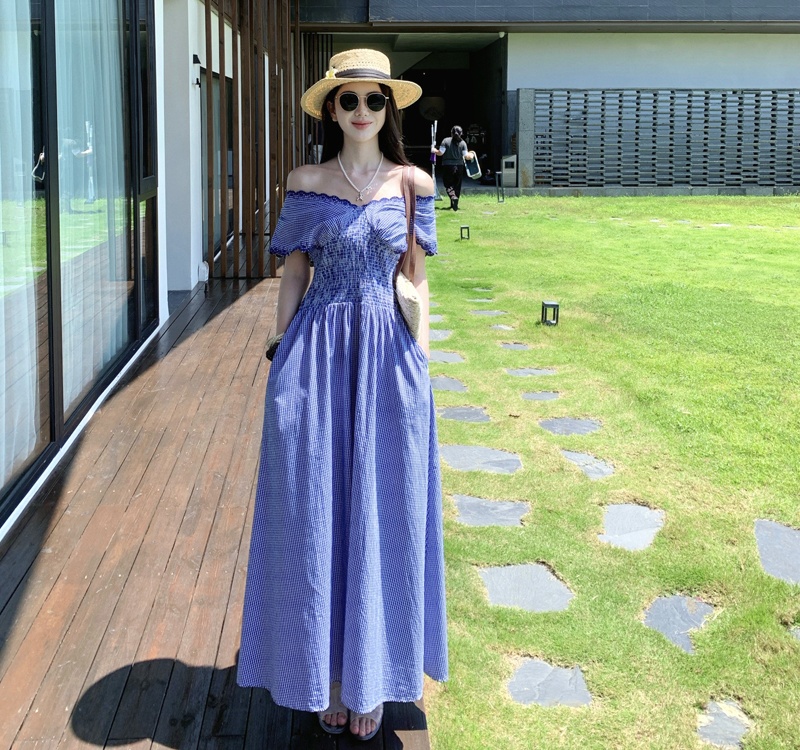 Slim embroidered dress summer long dress for women