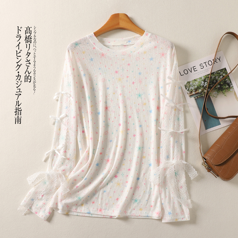 Colors sunscreen sun shirt stars lace smock for women