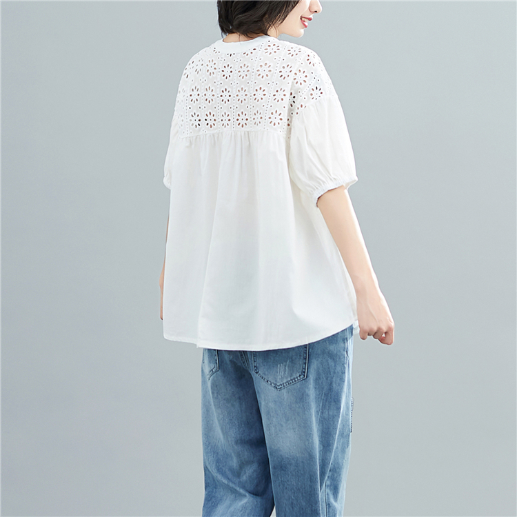 Hollow loose art shirt Korean style fresh tops for women
