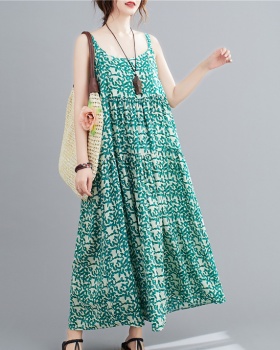 All-match leave long dress sling art dress for women