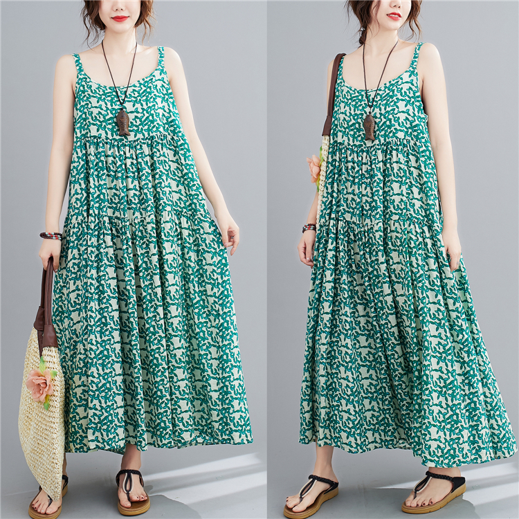All-match leave long dress sling art dress for women