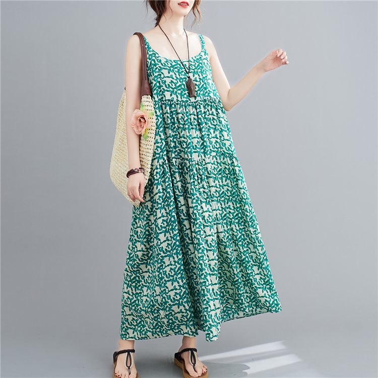 All-match leave long dress sling art dress for women