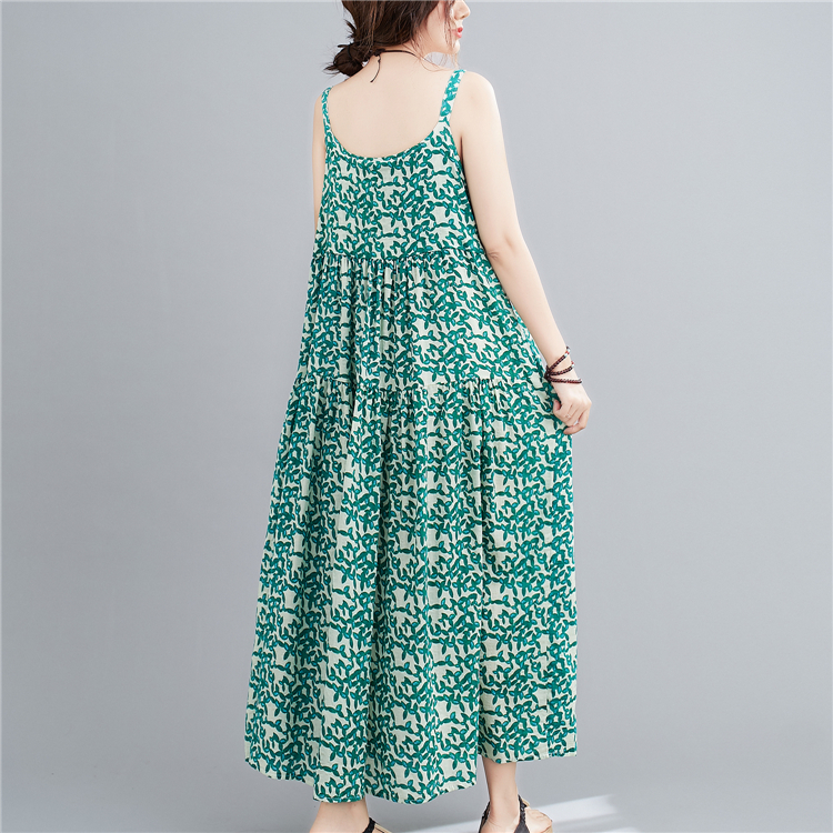 All-match leave long dress sling art dress for women