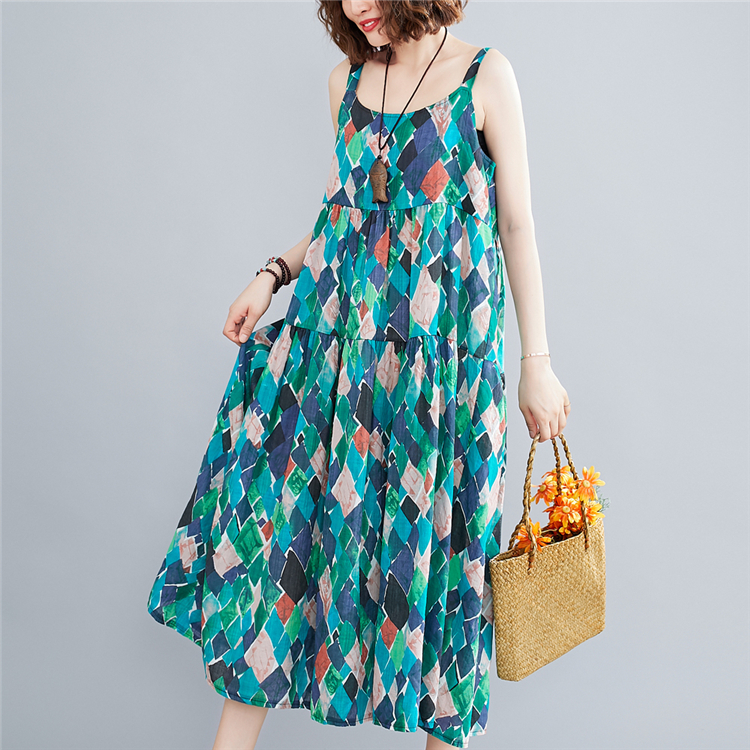 Sling large yard long dress loose all-match dress for women