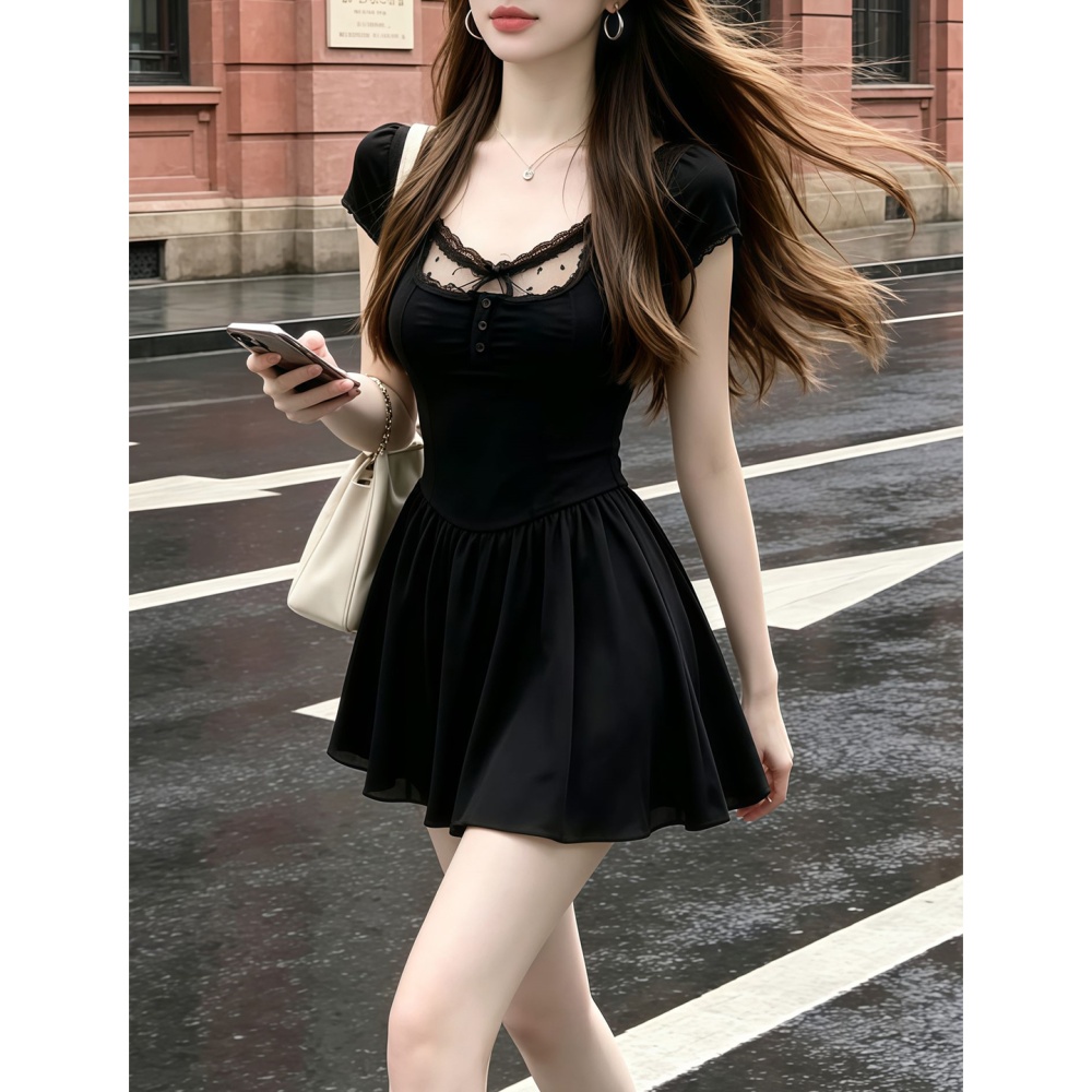 France style splice T-back A-line dress for women