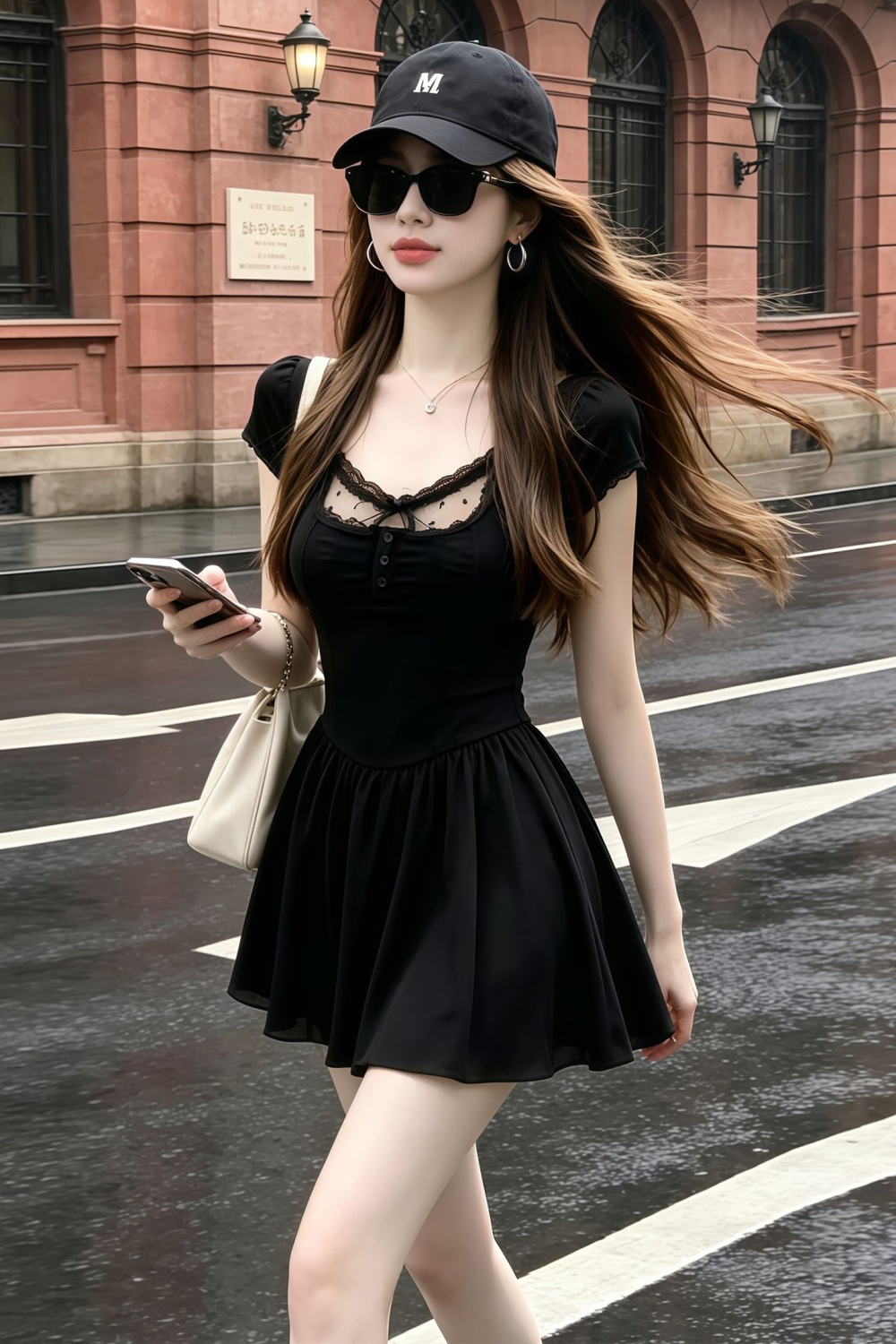 France style splice T-back A-line dress for women