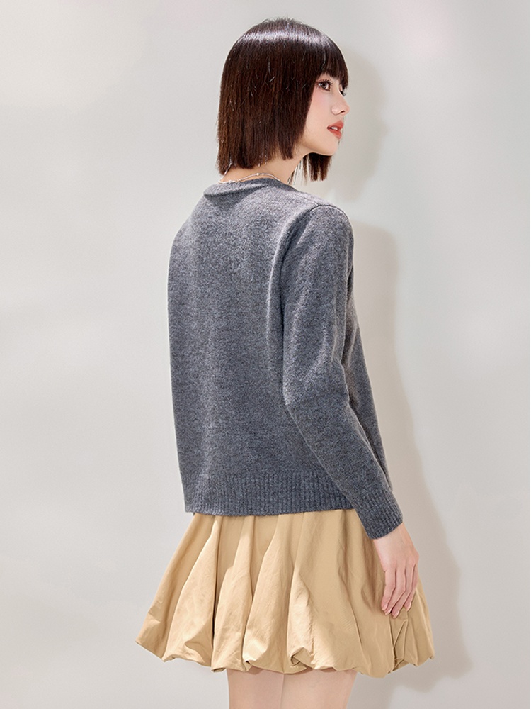 Colors buckle cardigan puppy sweater for women