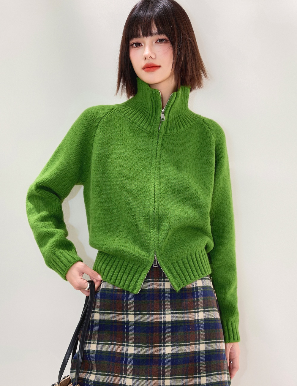 Double zip temperament cardigan pure fashion sweater
