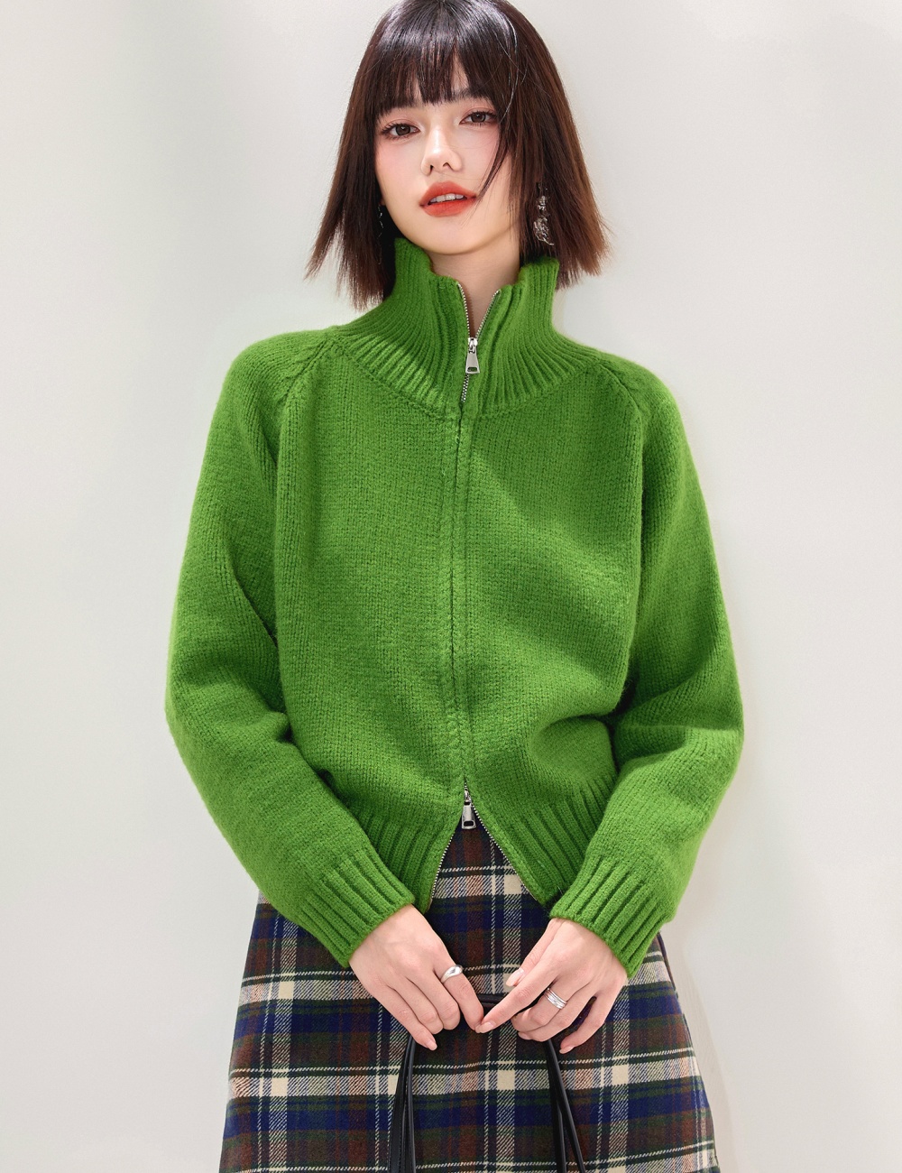 Double zip temperament cardigan pure fashion sweater