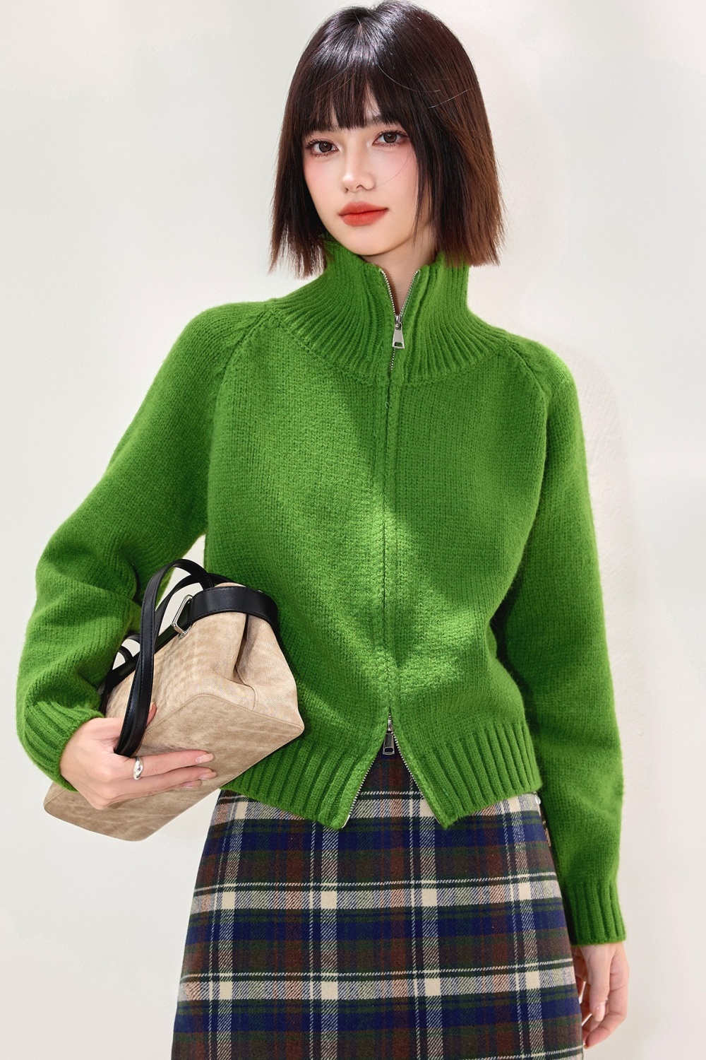 Double zip temperament cardigan pure fashion sweater