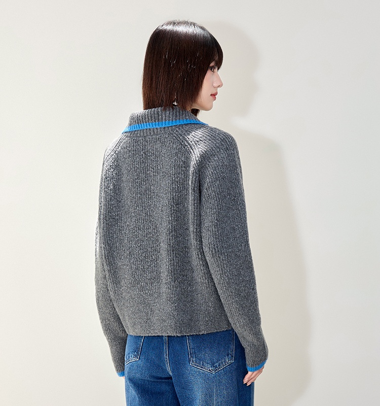 High collar knitted sweater retro cardigan for women